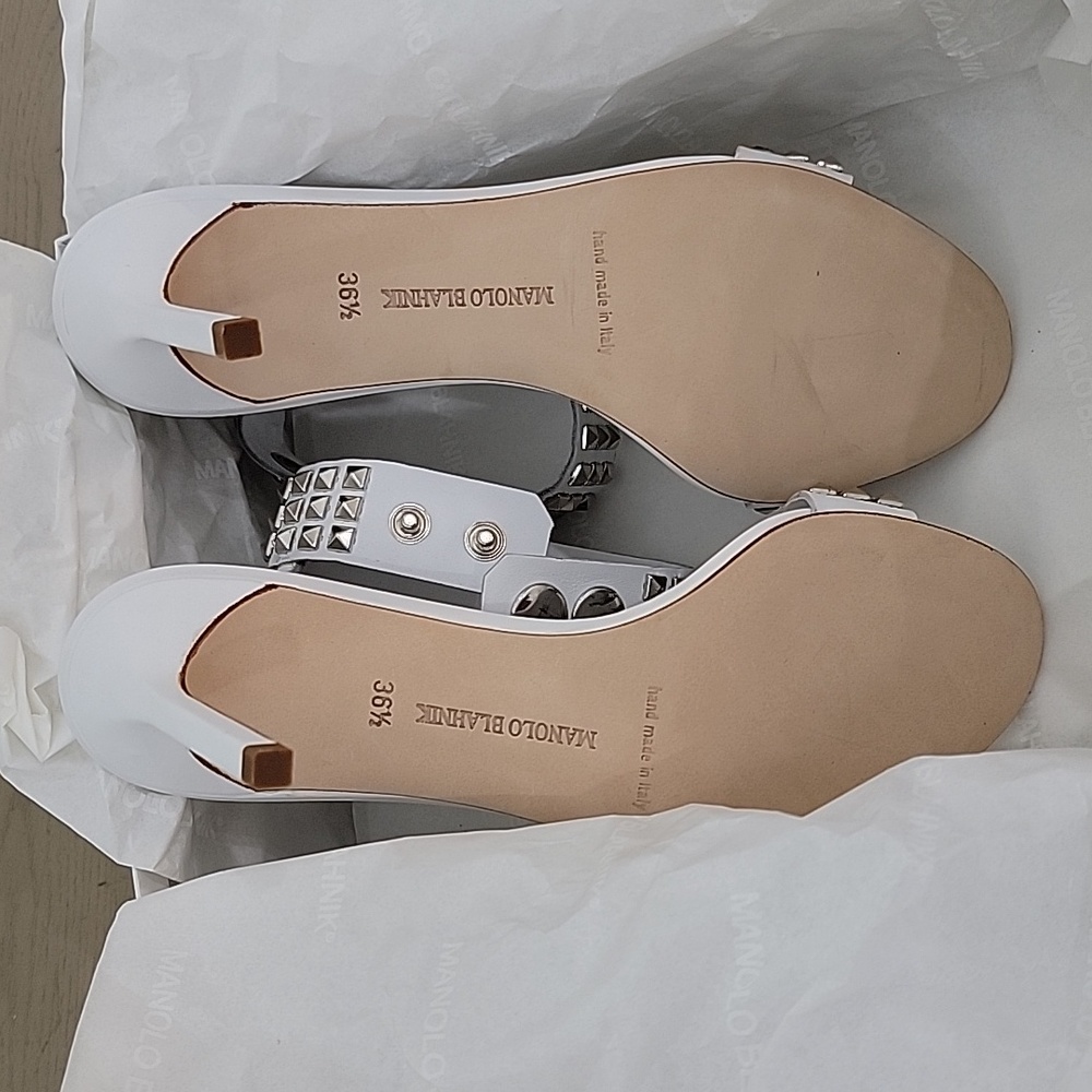 Manolo Blahnik Rocco Studded-Toe Sandal - Picture 10 of 16